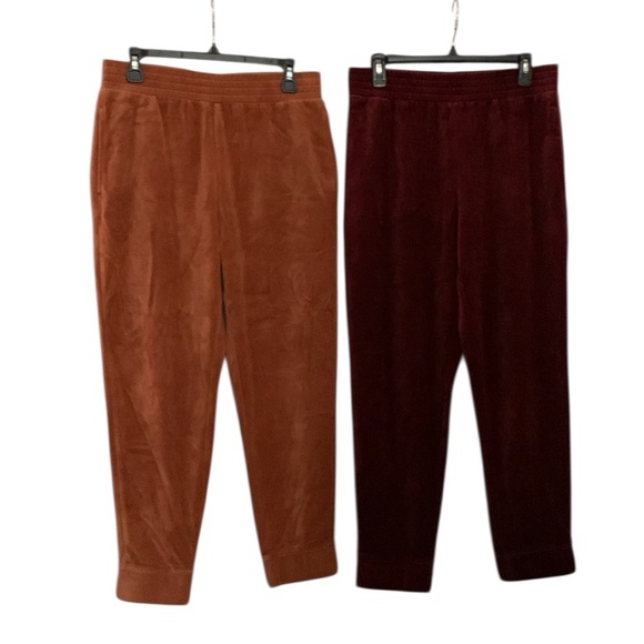 Wild Fable velvet velour jogger pants set of two pair rust burgundy - Picture 9 of 11